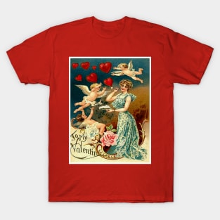 Valentines Day Vintage 1899 Card Print T-Shirt